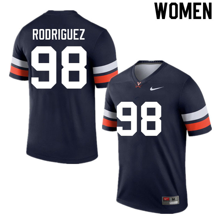 Women #98 Jacob Rodriguez Virginia Cavaliers College Football Jerseys Sale-Navy
